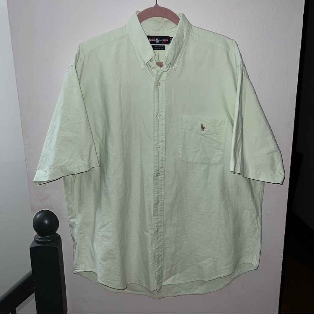 Polo by Ralph Lauren Men's Lt Green Cotton Big Shirt Size Large